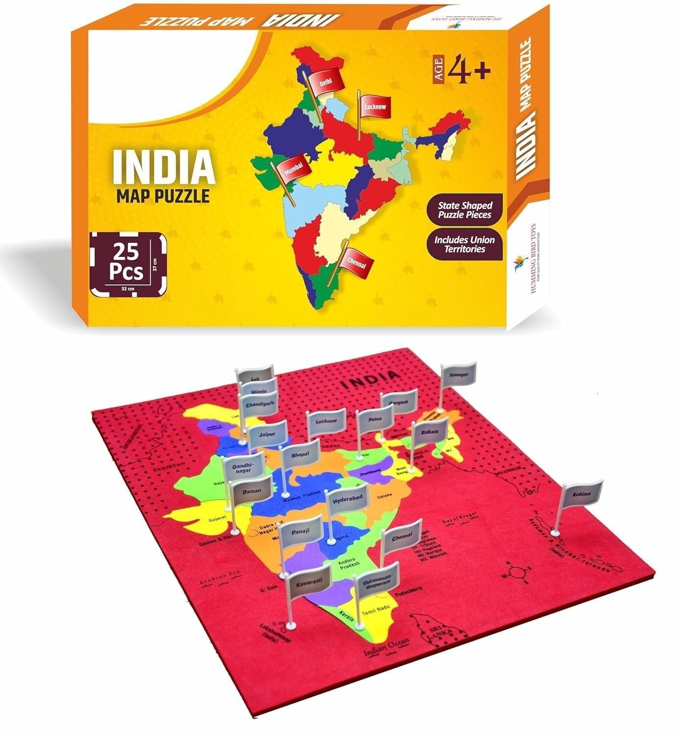 Jigsaw Puzzle Indian Map with State Capitals & Flags – Educational Learning Puzzle for Kids
