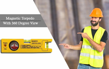 8-Inch Magnetic Torpedo Level Tool with 2 Vials & 360° View – Precision Measuring Level