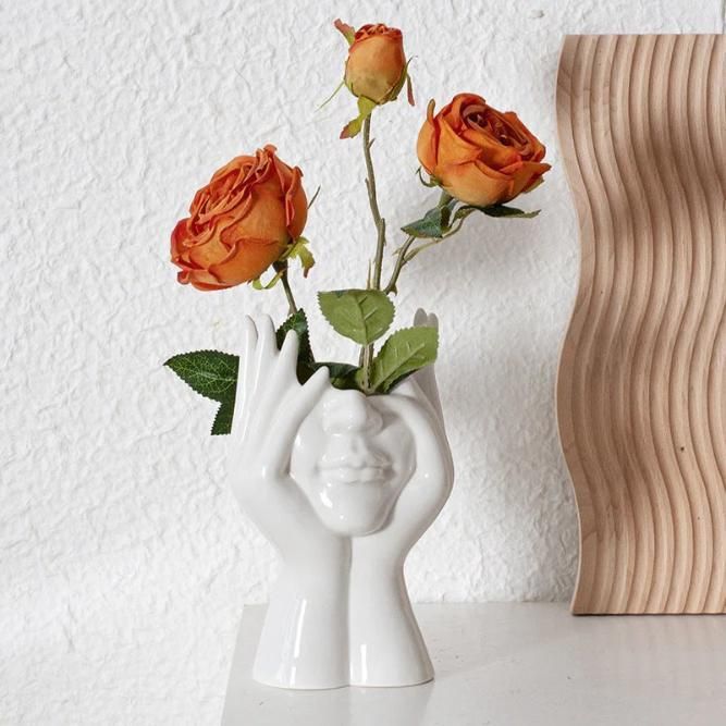 Aesthetic Face Vase – Glossy Ceramic Decorative Flower Pot