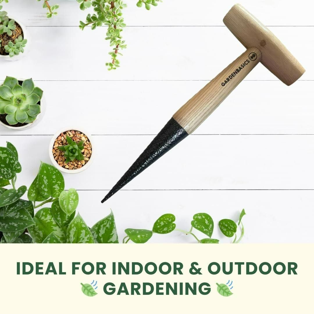 Hand Dibber for Plant – Wooden Handle Garden Planting Tool