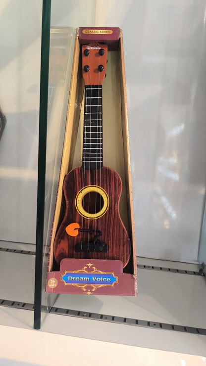 Mini Wooden Finish Plastic Guitar Music Instrument with 4 Strings – Kids Musical Learning Toy