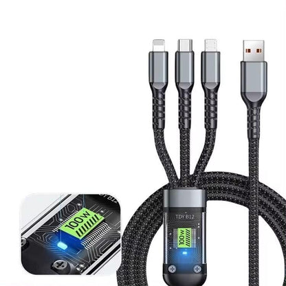 3 in 1 Fast Charging Cable with Digital Display – Multi-Port USB Charging Wire