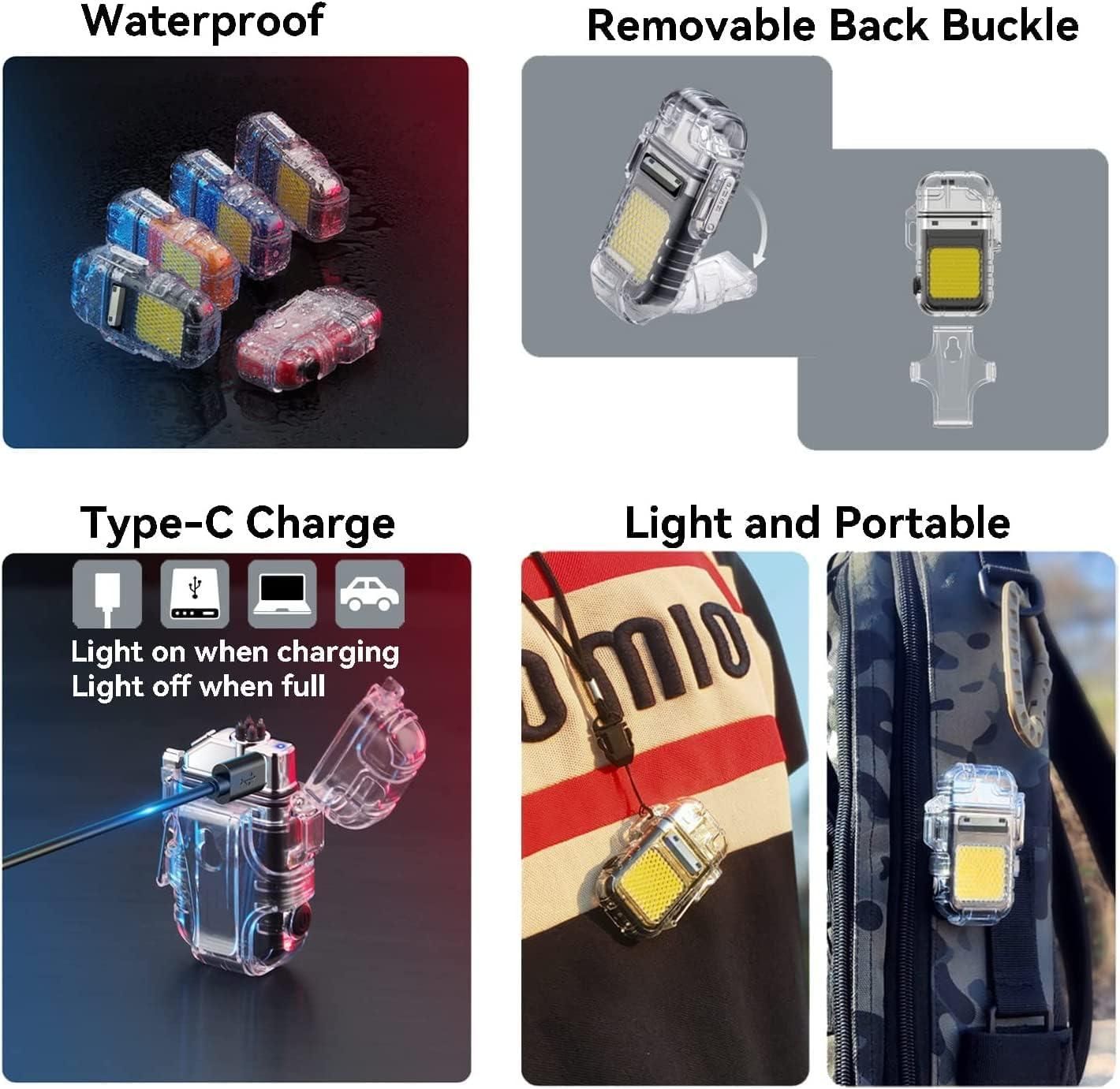 Flashlight Lighter – Waterproof Double Arc Windproof Lighter with COB Flashlight