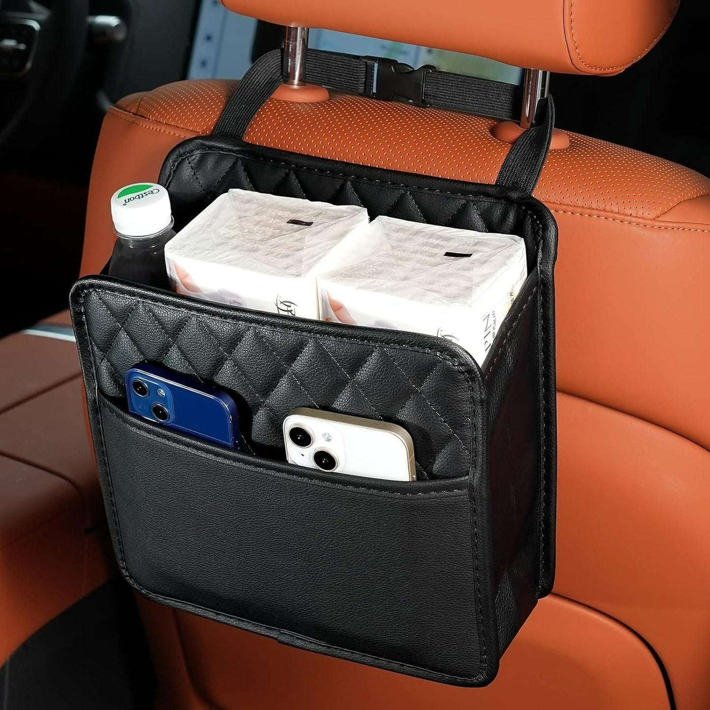 Car Seat Back Hanging Bag – Premium PU Leather Organizer for Cars