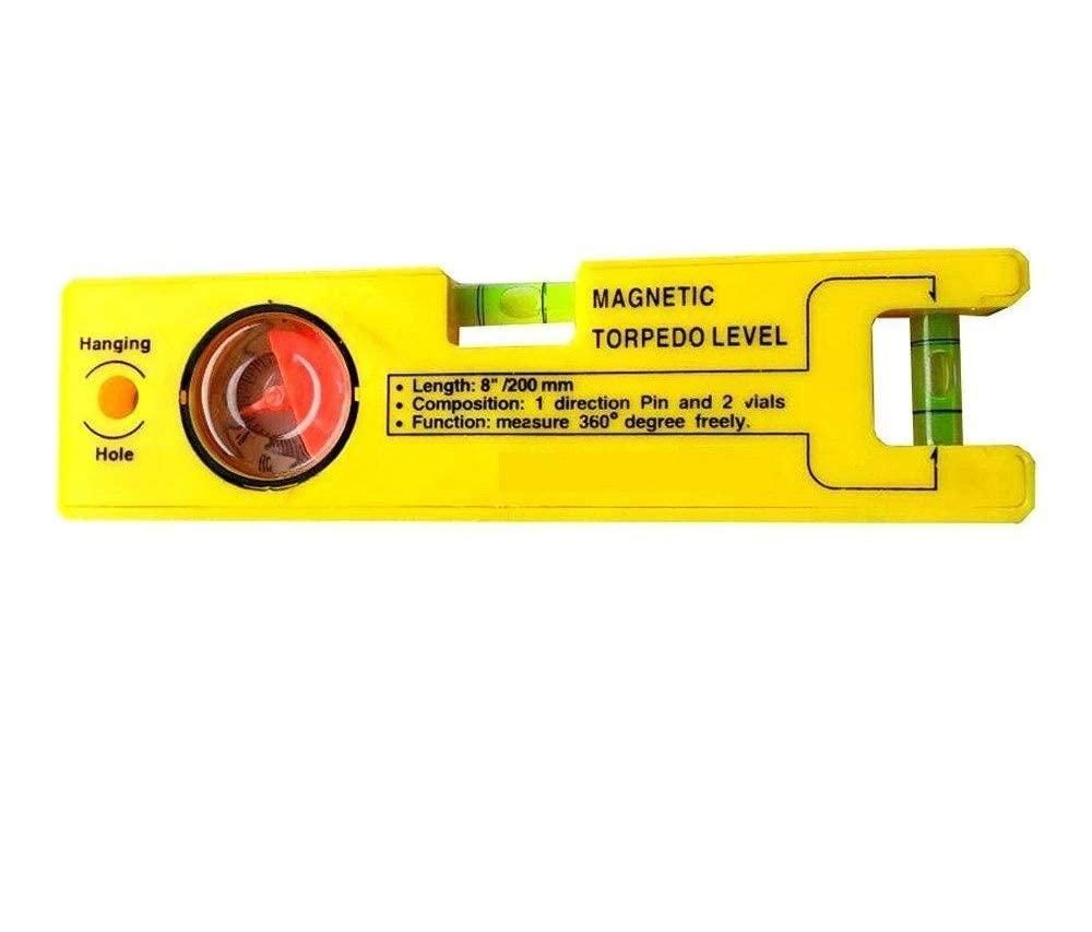 8-Inch Magnetic Torpedo Level Tool with 2 Vials & 360° View – Precision Measuring Level