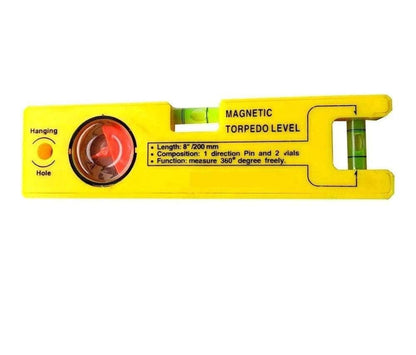 8-Inch Magnetic Torpedo Level Tool with 2 Vials & 360° View – Precision Measuring Level