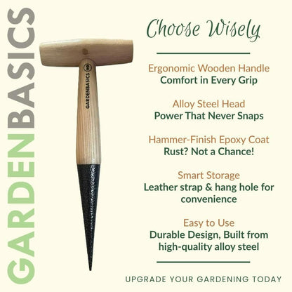 Hand Dibber for Plant – Wooden Handle Garden Planting Tool