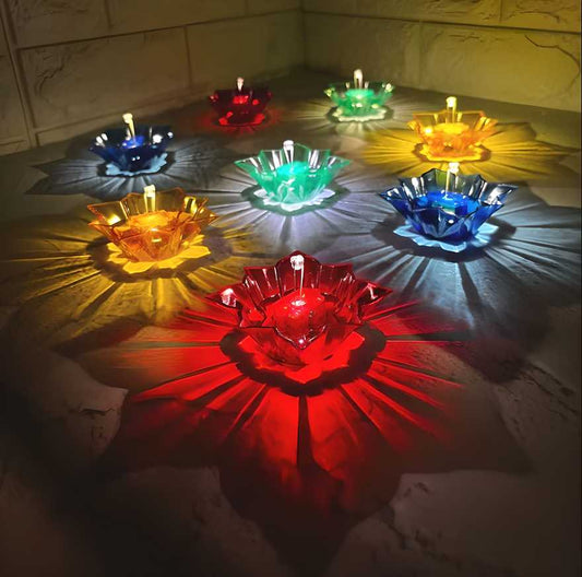 Electric Water Sensor Reflection LED Diya Candles – Flameless Festive Diyas with Water Sensing Technology