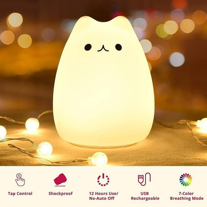 Little Cat Silicone Night Light – Cute & Eco-Friendly Decor for Kids’ Rooms