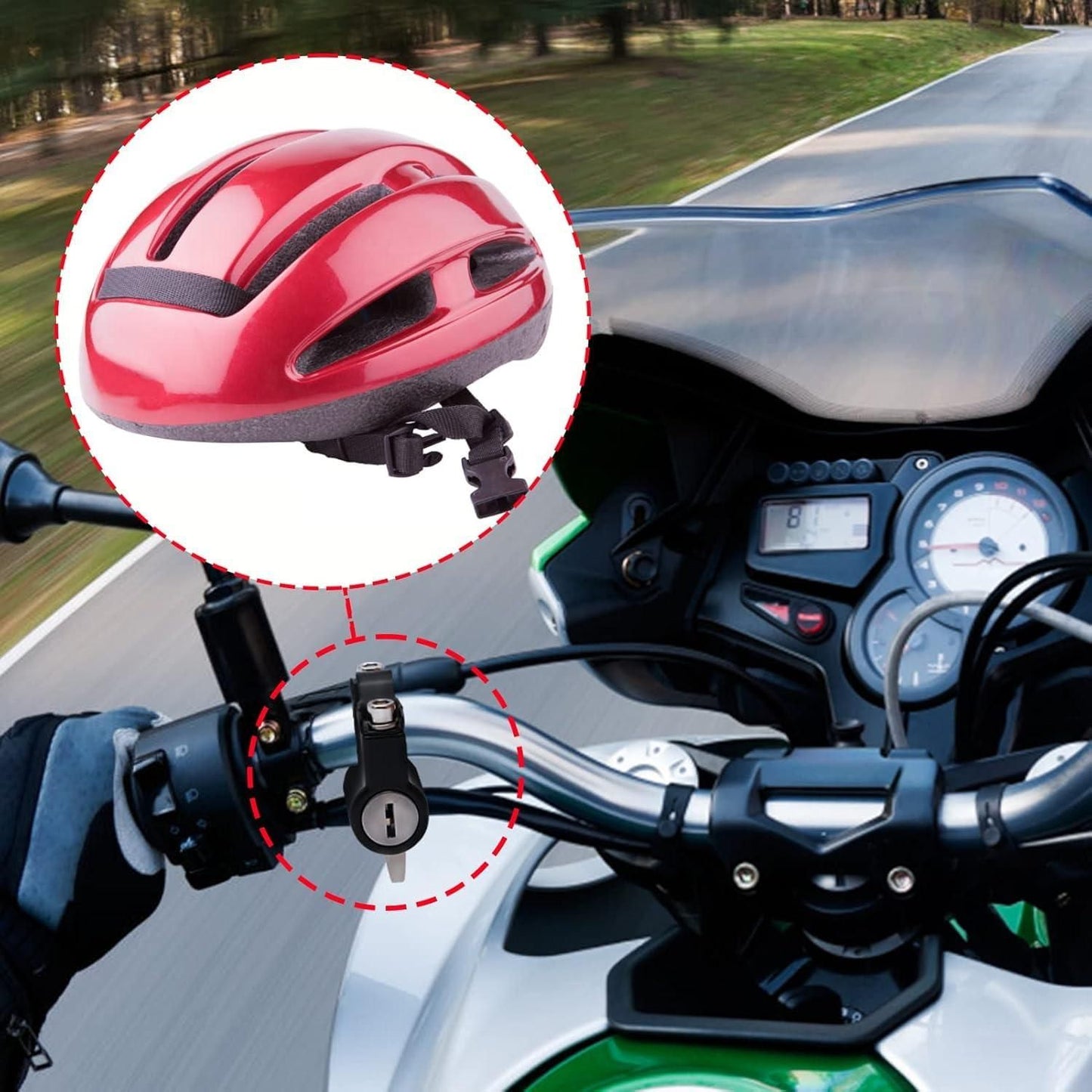 Anti-Theft Helmet Security Lock – Compact Metal Safety Lock for Two-Wheelers