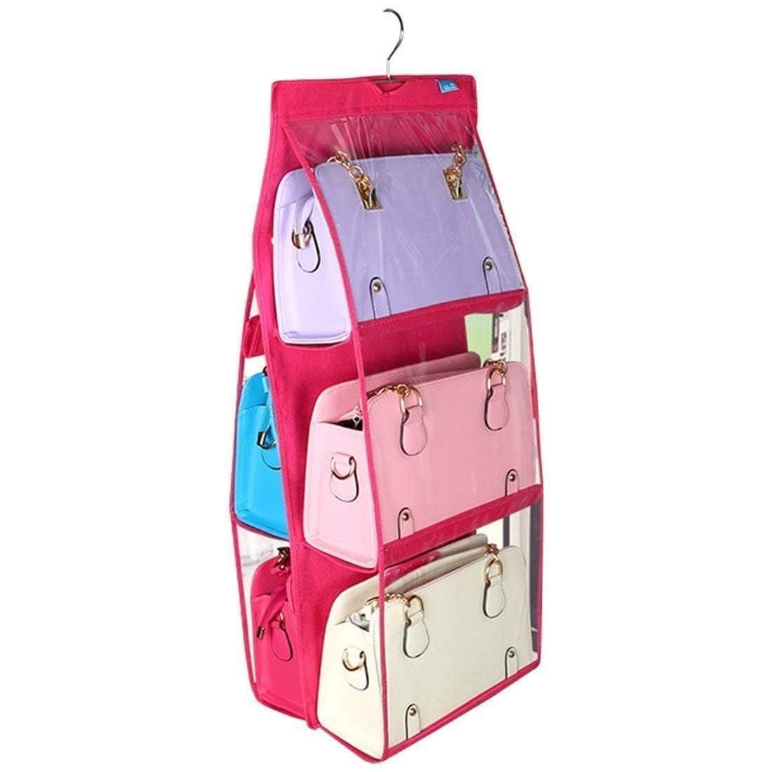 6 Pocket PVC Hanging Storage Organizer – Smart Closet & Handbag Organizer