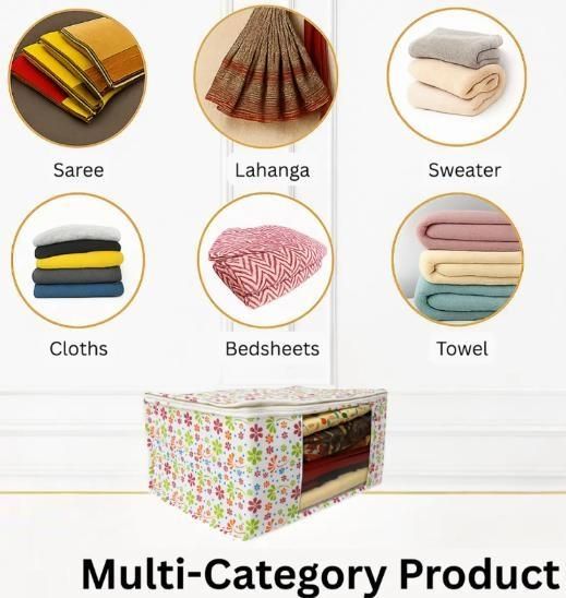 High Quality Flower Printed Saree Cover – Zip Storage Organizer