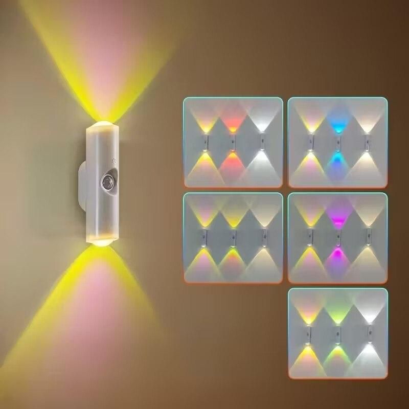 Up & Down Lit Hill Shape Sensor LED Wall Light – Modern USB-Rechargeable Mood & Pathway Lighting