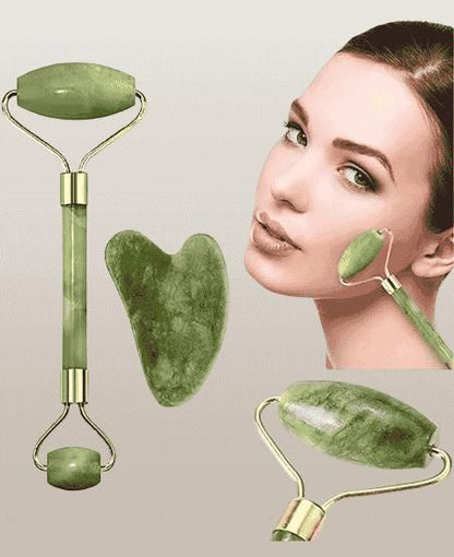Facial Roller & Massager – Natural Jade Stone Face Roller