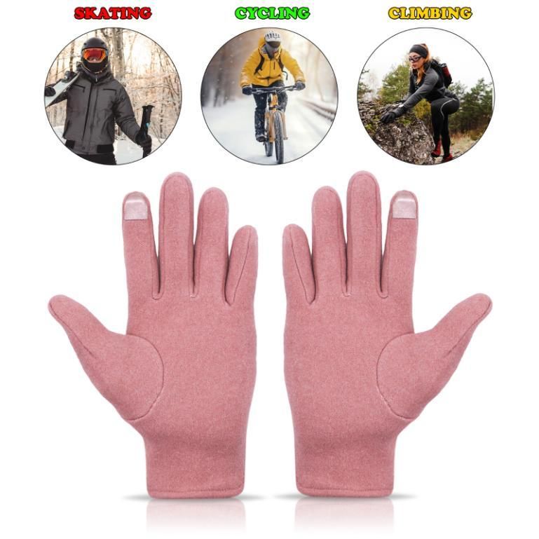 Women’s Winter Warm Gloves – Fleece Wool Touchscreen Gloves with Cute Bow Design