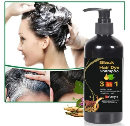 Unisex Instant Black Herbal Hair Dye Shampoo for Grey Hair Coverage – 3 in 1 (100ml
