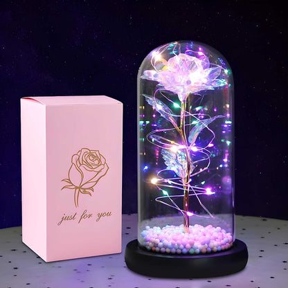Rose Light Up Flower Decorative Glass Lamp – Romantic LED