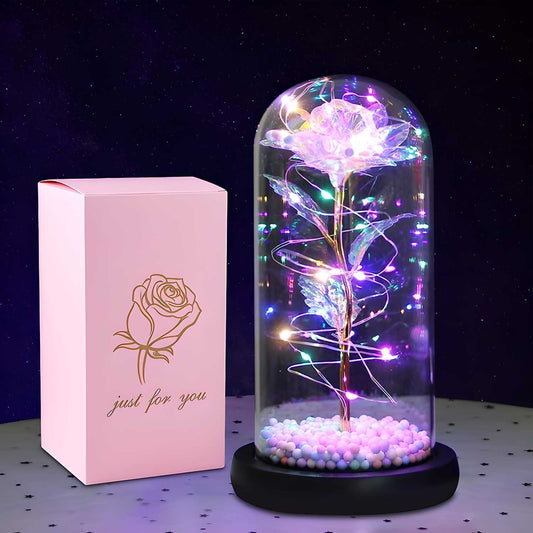 Rose Light Up Flower Decorative Glass Lamp – Romantic LED