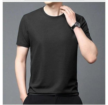 Men’s 4-Way Stretch Round Neck T-Shirt – Ultra-Comfort, Perfect Slim Fit