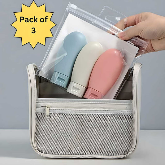 Travel Bottles Set (60ml – Pack of 3) – Leak-Proof, Travel-Friendly & Easy to Use ✈️