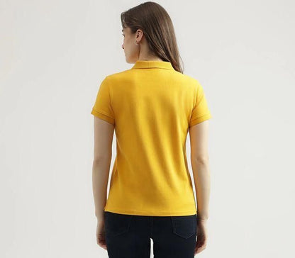 Yellow Cotton Blend Polo Neck T-Shirt – Bright, Stylish & Comfortable