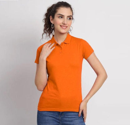 Orange Cotton Blend Polo Neck T-Shirt – Bold, Stylish & Everyday Comfortable