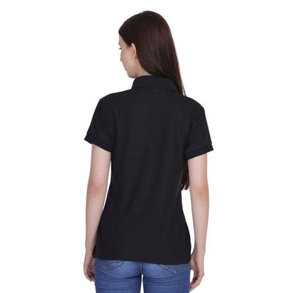 Black Cotton Blend Polo Neck T-Shirt – Premium Comfort, Everyday Style