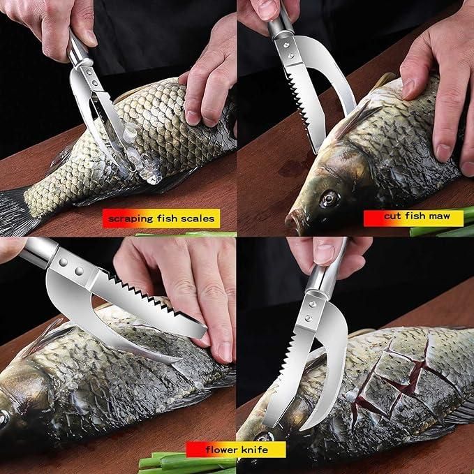3-in-1 Stainless Steel Fish Scaler Scrapper – Multi-Functional Kitchen Tool