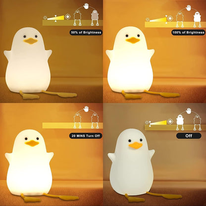 Duck Night Light Lamp – Touch Control Soft Silicone LED Lamp