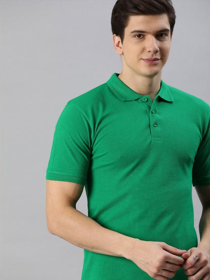 Men’s Cotton Blend Polo T-Shirt – Solid Casual Wear