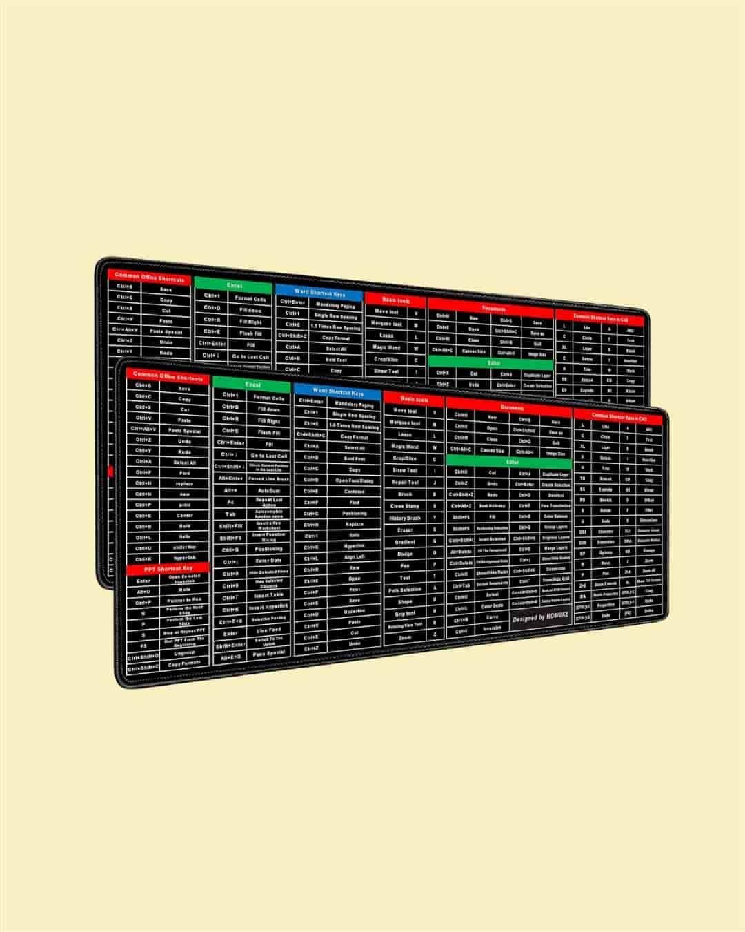 Windows & Office Shortcut Desk Mat – Anti-Slip Keyboard + Gaming Mouse Pad (Buy 1 Get 1 Free)