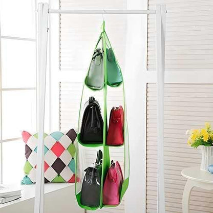 6 Pocket PVC Hanging Storage Organizer – Smart Closet & Handbag Organizer