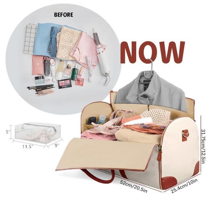 Convertible Garment Bag for Travel – 2 in 1 Hanging Suitcase & Large Duffle for Women