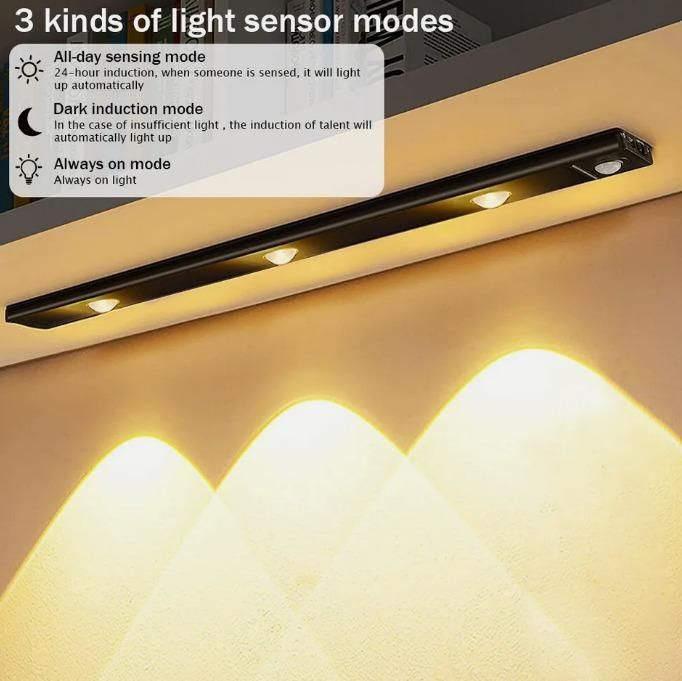 LED PIR Motion Sensor Cabinet Light – USB Rechargeable Stick-On Light for Home