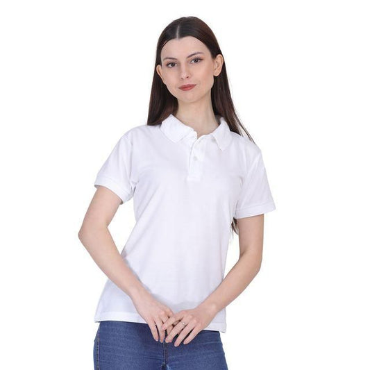 White Cotton Blend Polo Neck T-Shirt – Premium Comfort for Everyday Style