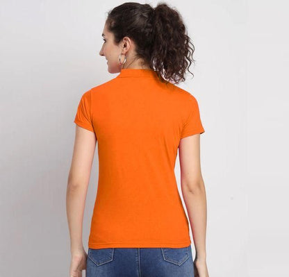 Orange Cotton Blend Polo Neck T-Shirt – Bold, Stylish & Everyday Comfortable