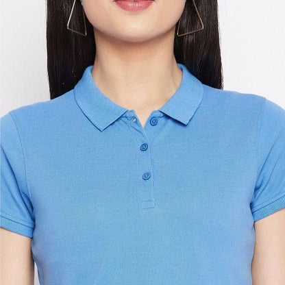 Sky Blue Cotton Blend Polo Neck T-Shirt – Soft, Stylish & Perfect for Everyday Wear