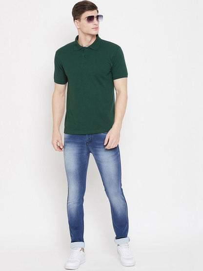 Men’s Classic Polo T-Shirt – Bottle Green (Premium Cotton Blend)