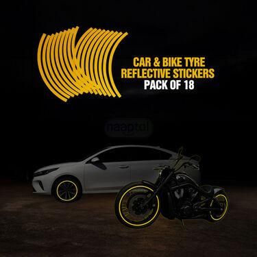 Car & Bike Reflective Stickers – High-Visibility Safety Stripes for Tyres & Vehicle Body (18 pcs)