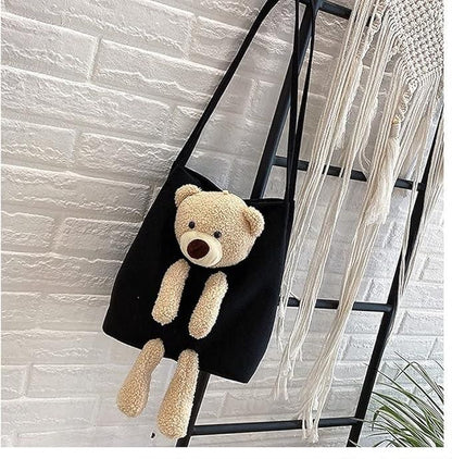 Cute Teddy Bear Shoulder Bag – Kawaii Plush Tote Handbag for Women & Girls