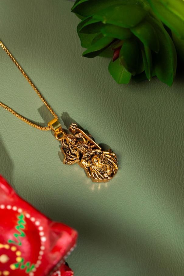 Gold Plated Ganeshji Pendant with Chain