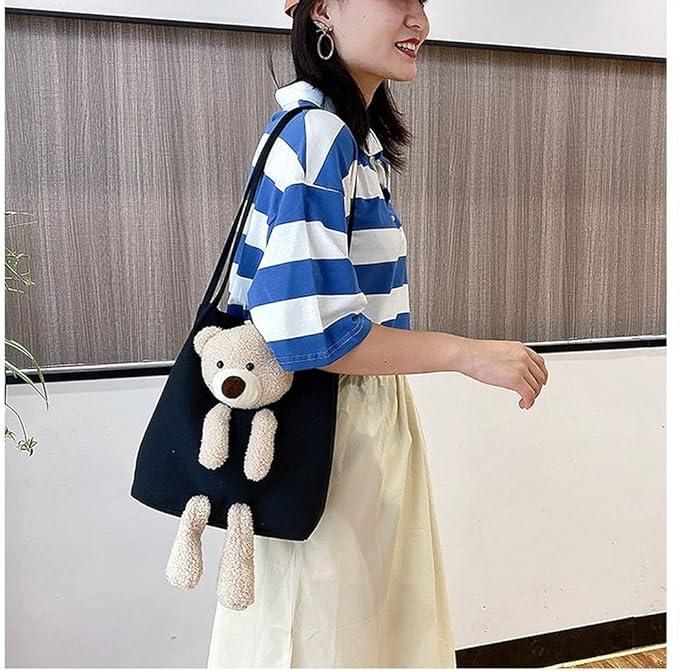 Cute Teddy Bear Shoulder Bag – Kawaii Plush Tote Handbag for Women & Girls