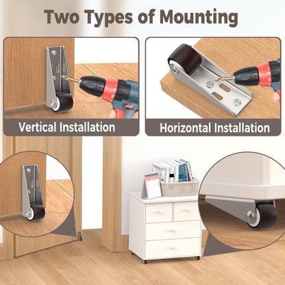 4 Pcs Small Caster Wheels – Heavy-Duty Metal Rolling Wheels for Furniture & Cabinets