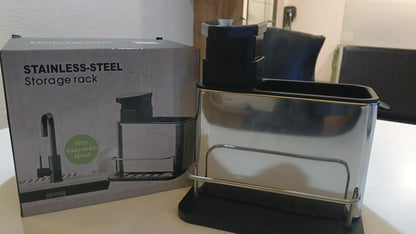3 in 1 Kitchen Sink Caddy Stand – Stainless Steel Kitchen Organizer