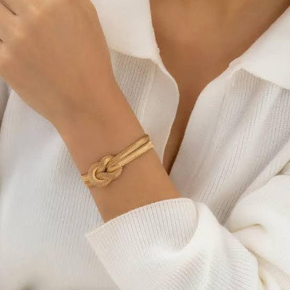 Golden Chain Snake Bracelet – Gold Plated Stylish Casual Bracelet for Women