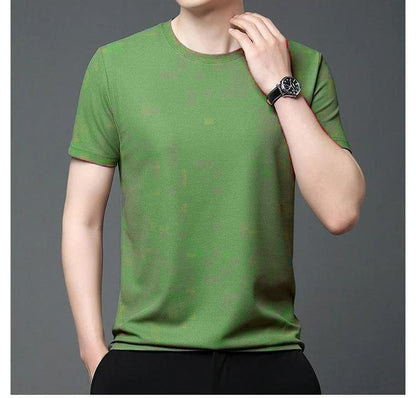 Men’s 4-Way Stretch Round Neck T-Shirt – Ultra-Comfort, Perfect Slim Fit