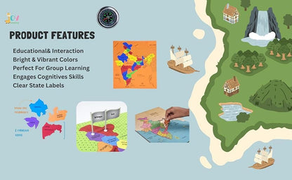 Jigsaw Puzzle Indian Map with State Capitals & Flags – Educational Learning Puzzle for Kids