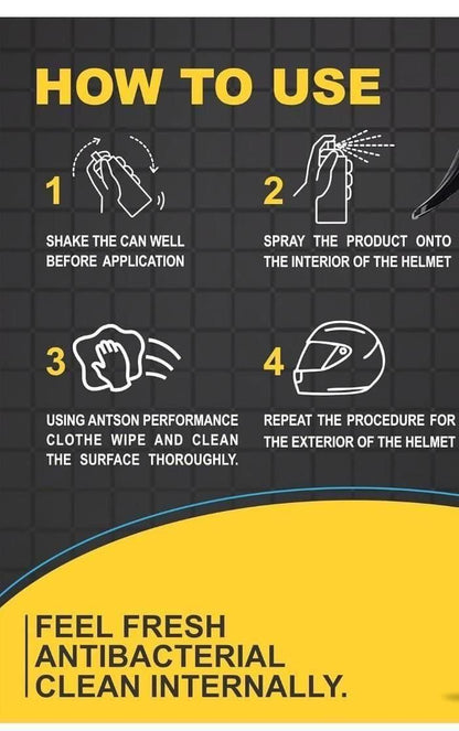 Helmet Disinfecting Spray – Foaming Cleaner & Deodorizer