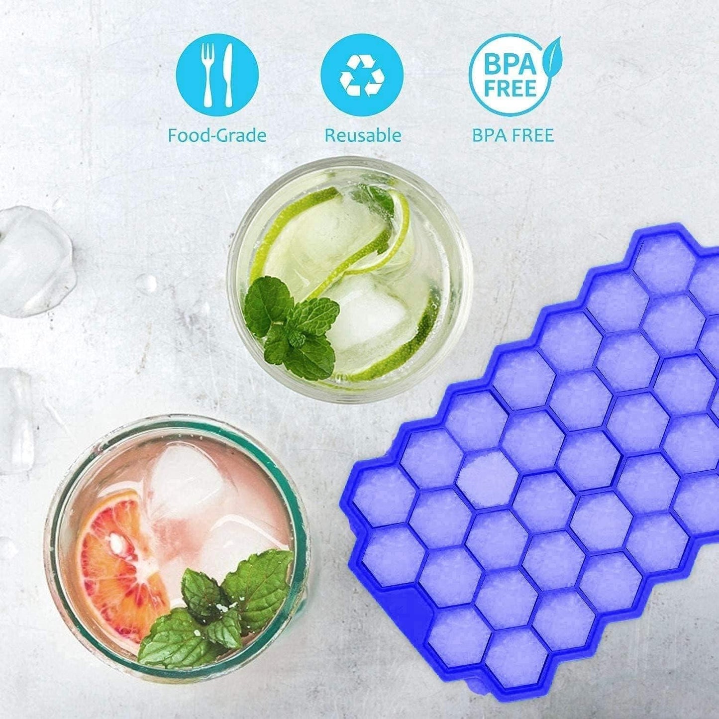 Ice Cube Maker Tray (Pack of 2) – BPA-Free Silicone Trays for Drinks & Cocktails
