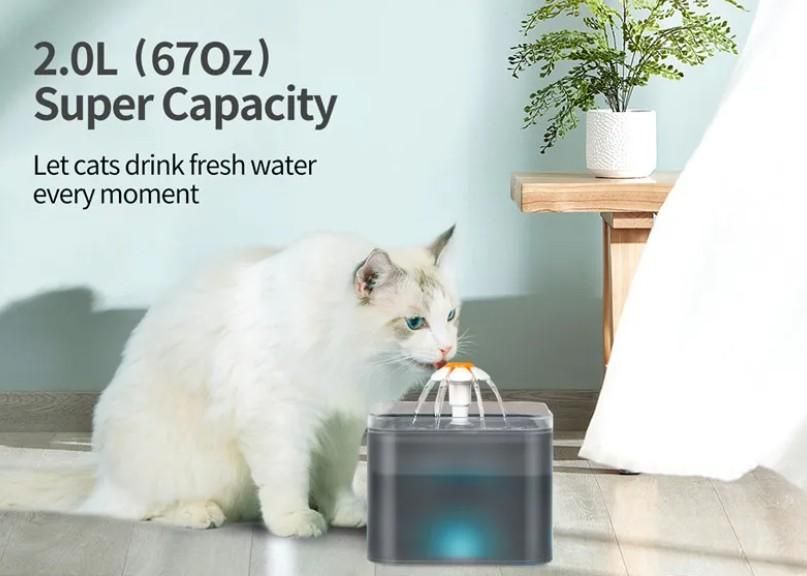 2L Small Pet Water Fountain – Automatic Hydration for Kittens & Small Dogs